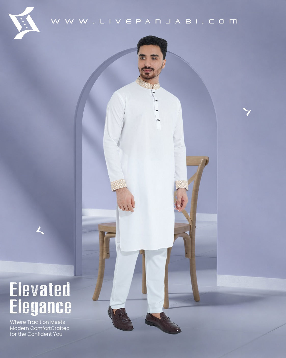 Royal Premium Quality Embroidery Panjabi – White