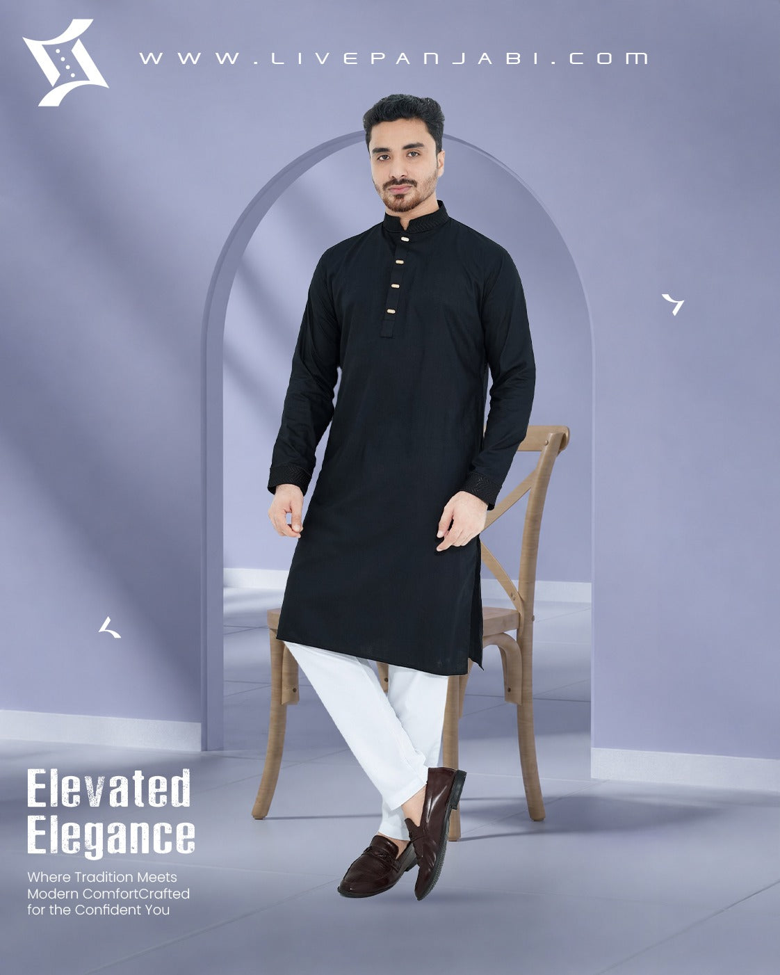 Royal Premium Quality Embroidery Panjabi – Black