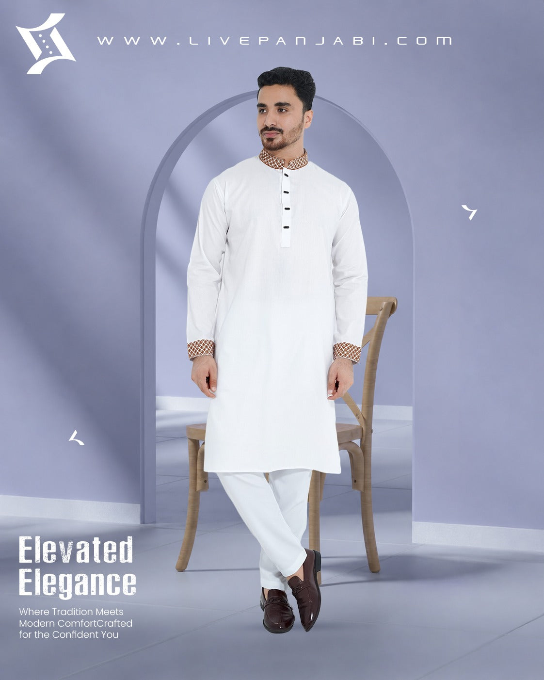 Royal Premium Quality Embroidery Panjabi – White