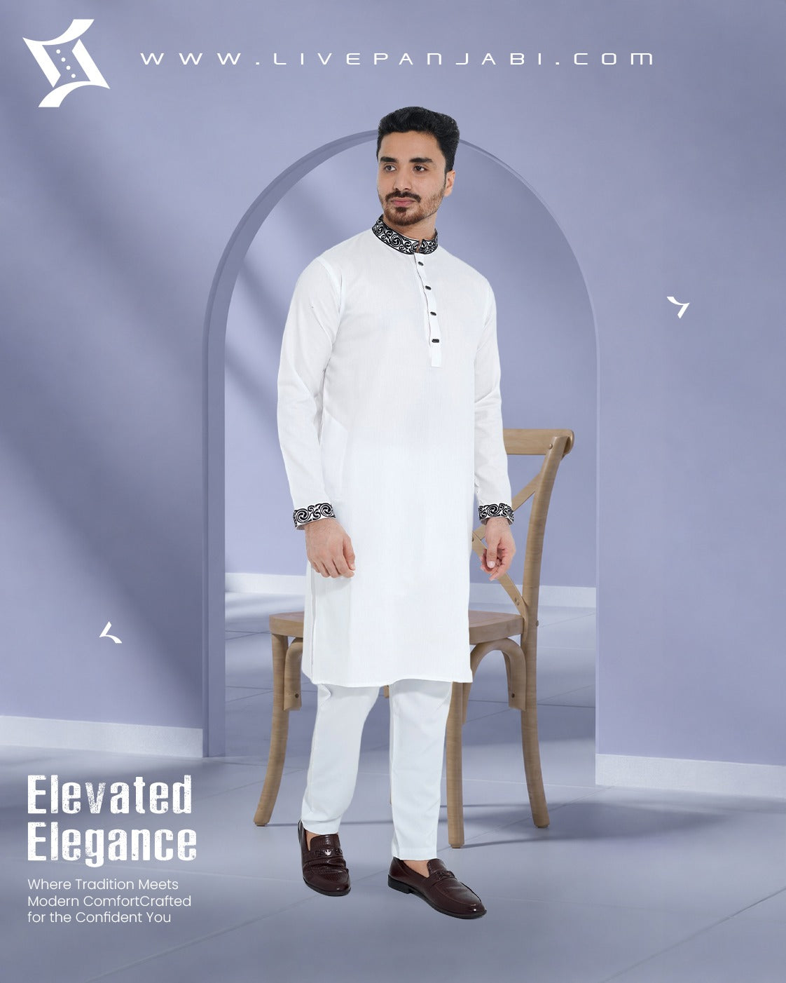 Royal Premium Quality Embroidery Panjabi – White