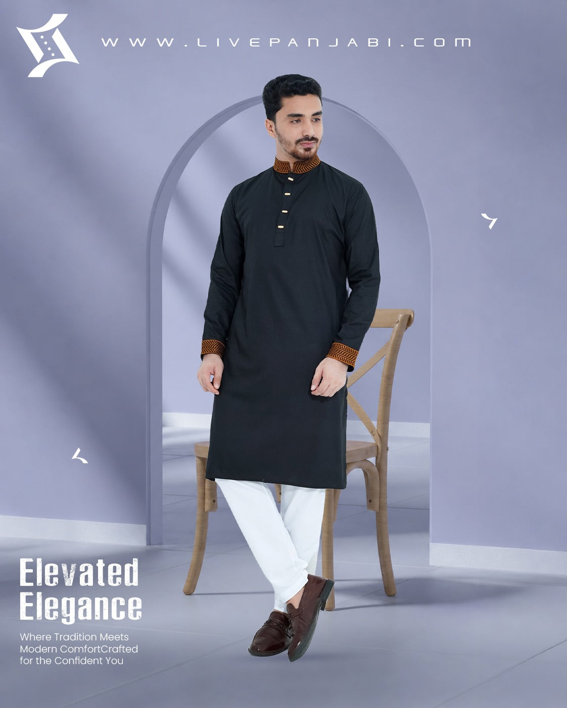 Royal Premium Quality Embroidery Panjabi – Black