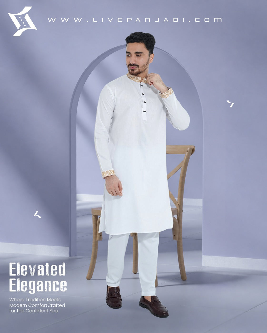 Royal Premium Quality Embroidery Panjabi – White