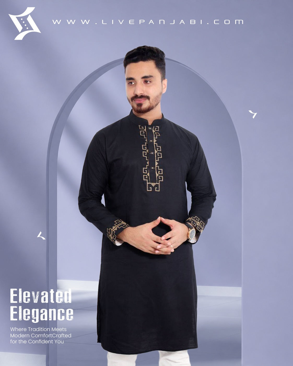 Royal Premium Quality Embroidery Panjabi – Black
