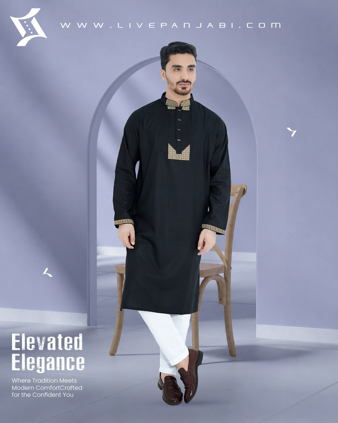 Royal Premium Quality Embroidery Panjabi – Black