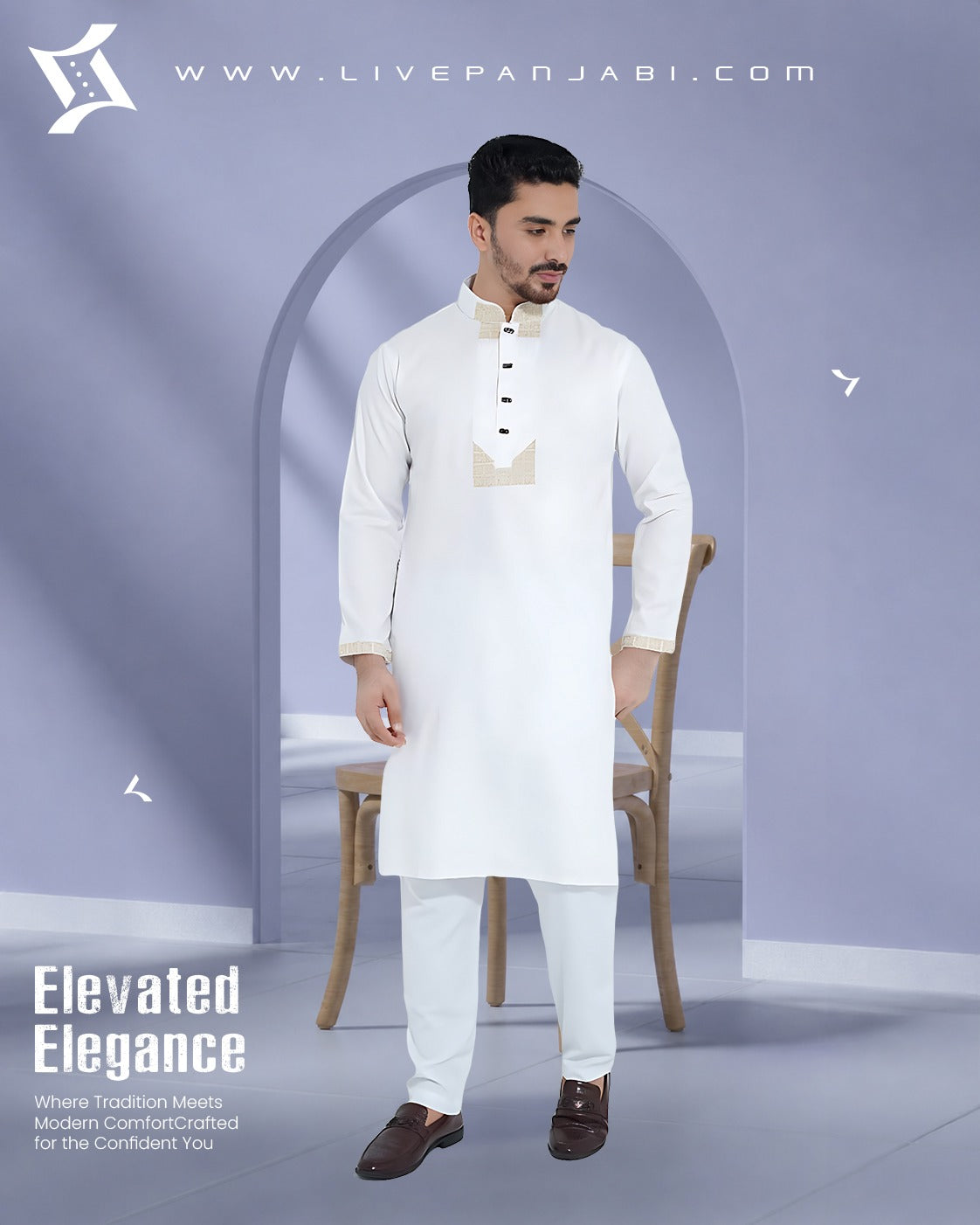 Royal Premium Quality Embroidery Panjabi – White