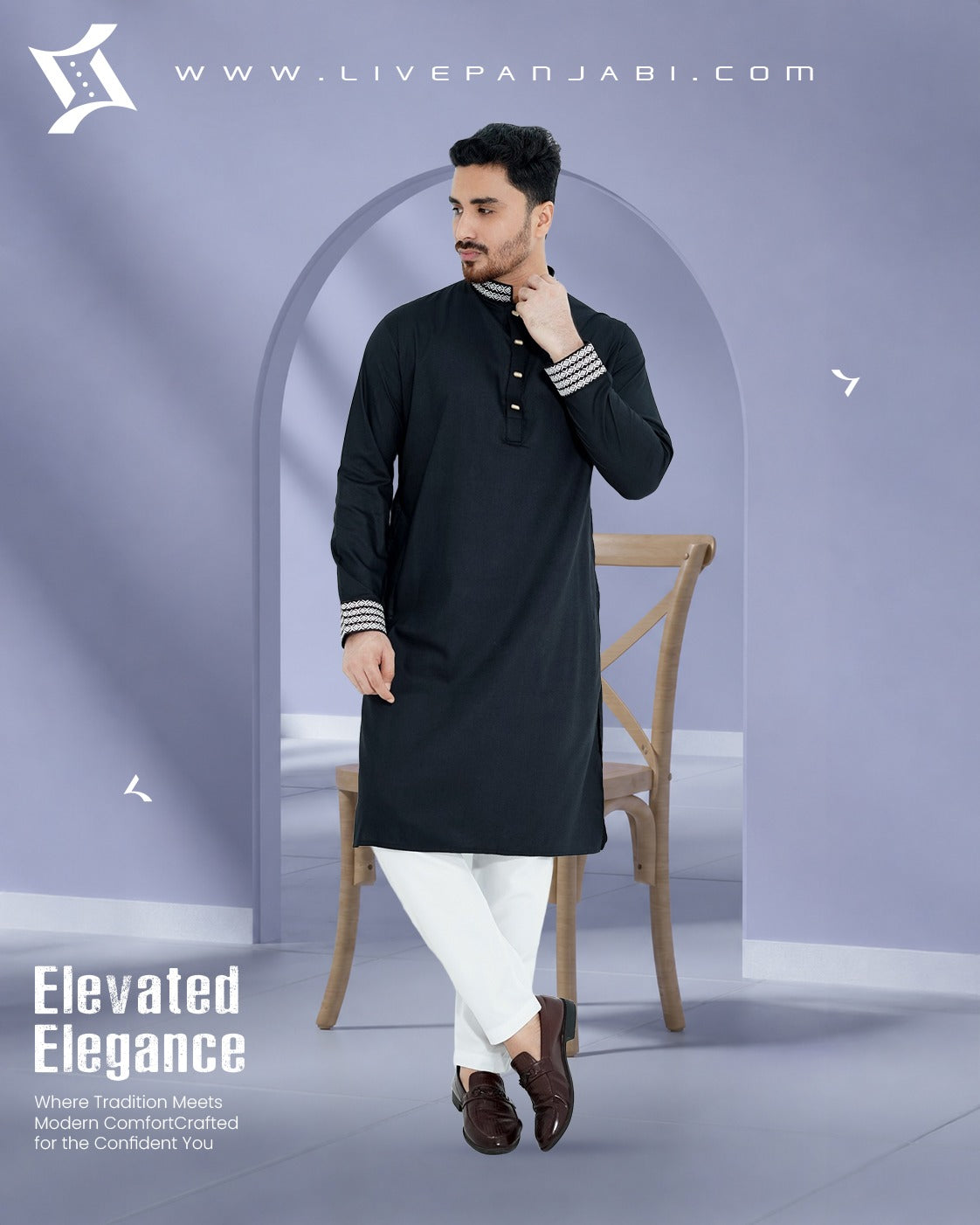 Royal Premium Quality Embroidery Panjabi – Black