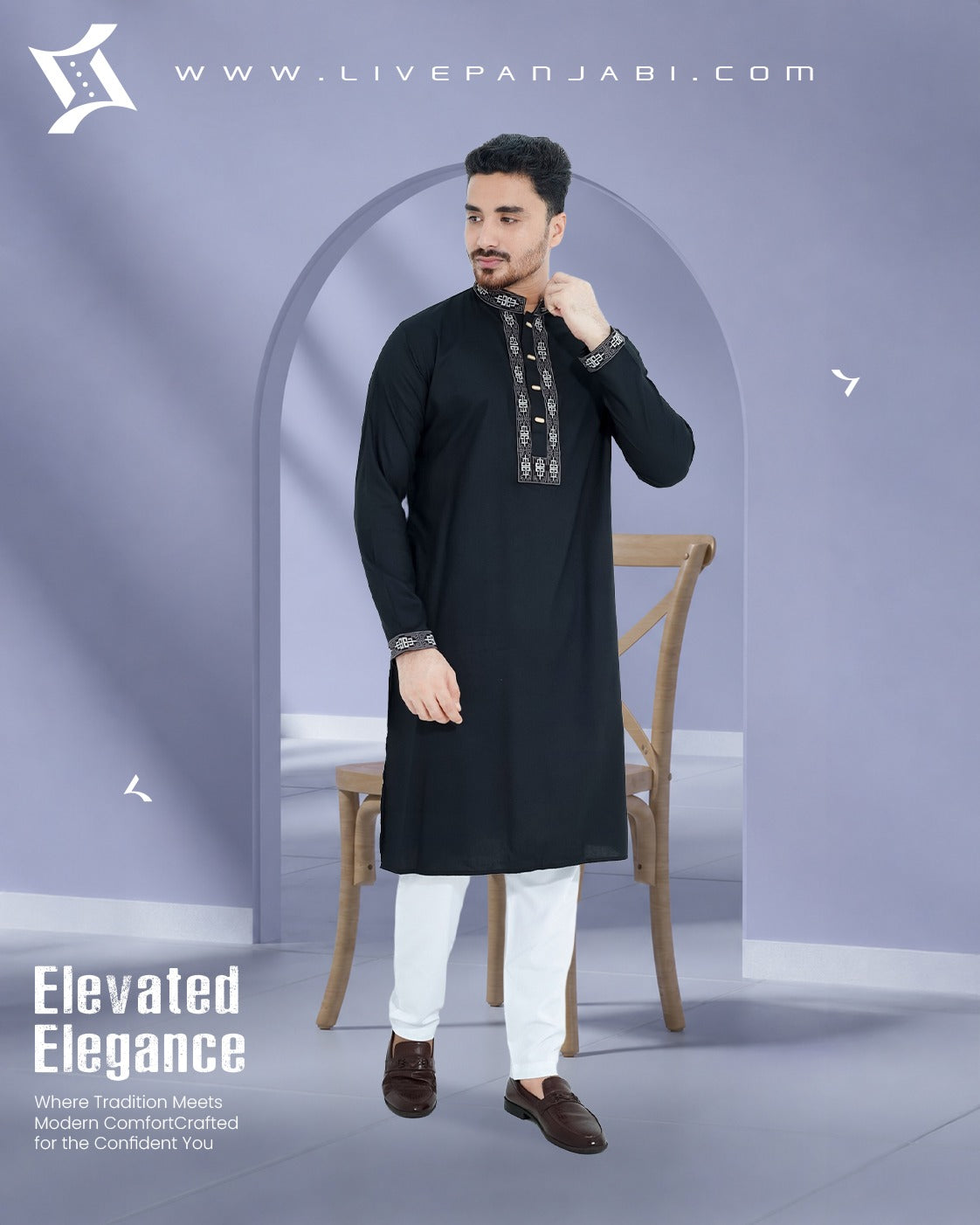 Royal Premium Quality Embroidery Panjabi – Black