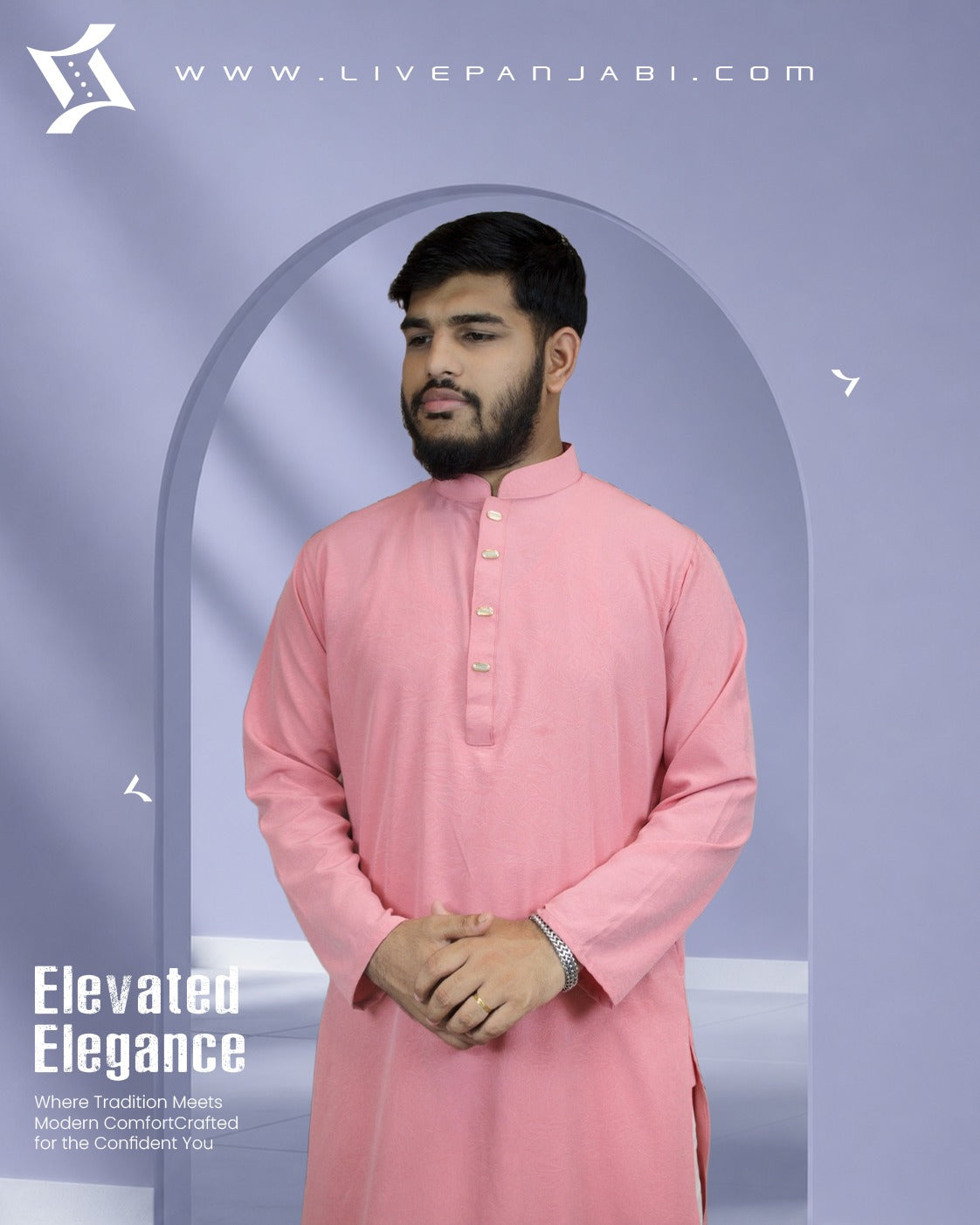 Signature Micro-Stitch Solid Panjabi – Misti Color