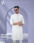 Signature Micro-Stitch Solid Panjabi – White