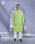 Signature Micro-Stitch Solid Panjabi – Light Tia