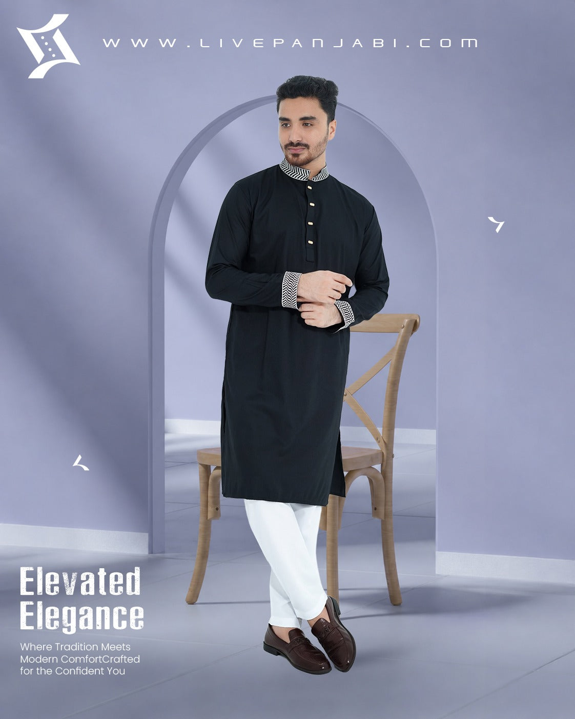 Royal Premium Quality Embroidery Panjabi – Black