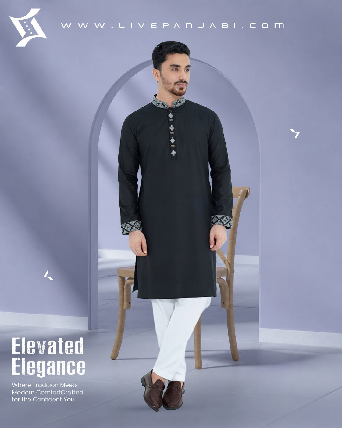 Royal Premium Quality Embroidery Panjabi – Black